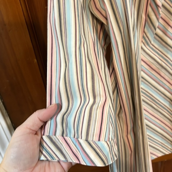 Plus Size Pleated Button Down Striped Blues and Colors Blouse Size 22W - Picture 7 of 9